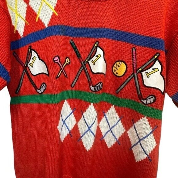 P'Galli Designers Women's S Vintage Golf Club Sweater Knit Argyle Diamond Retro - Picture 3 of 8